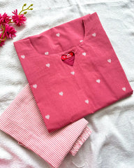 T057 Pink Heart Cotton Handloom Co Cord