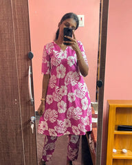 T015 Pink Cotton A line Co Ord