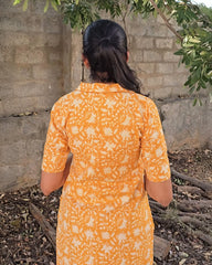T013 Mustard yellow cotton kurta set