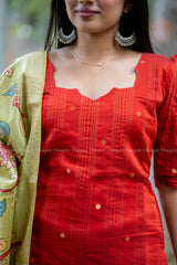 T537 Vaishnavi (Rust Orange) - Kurta Set