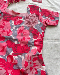 T016 Pink floral kurta