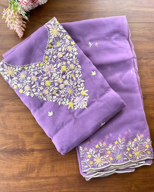 T113 Crushed Organza Unstitched Suits