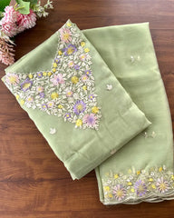 T113 Crushed Organza Unstitched Suits