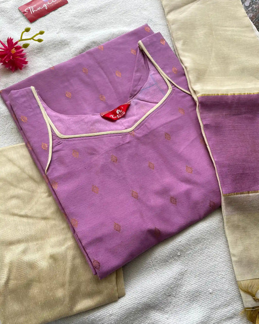T007 Lavender Butter silk kurta set