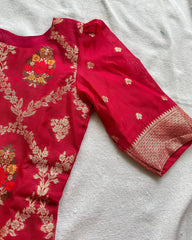 T024 Rani pink banarasi cotton kurta set