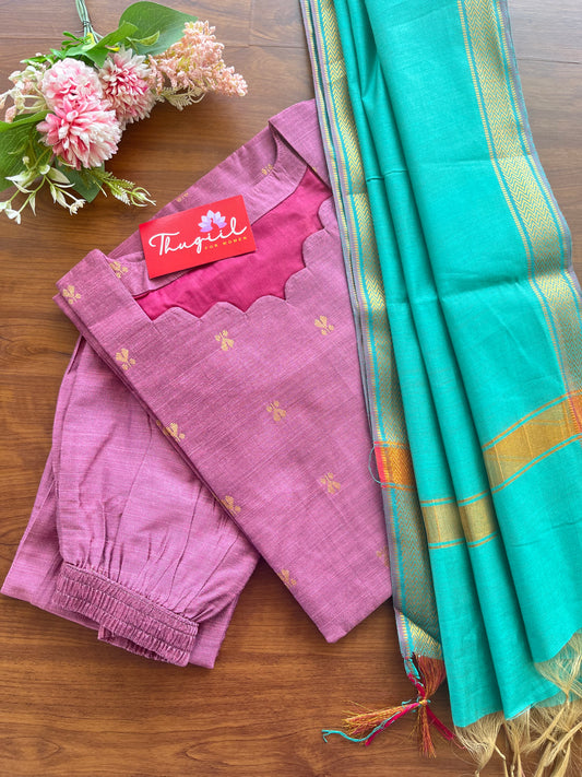 T131 READY TO DISPATCH Mauve Rose Slub Silk 3 pcs