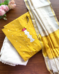 T181 Sunflower Yellow Butter Silk Kurta Set