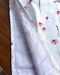 T243 White Floral Linen Kurta