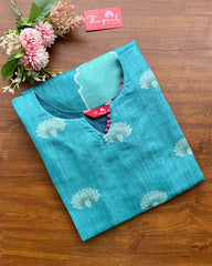 T137 Blue Pichwai Silk Kurta (Pre Order 30-35 days )