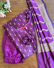 T121 Purple Soft Silk Kurta Set