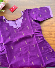 T196 Violet Slub Silk Kurta Set