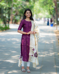 T389 Elakya - Kurta Set (Top - Dupatta)