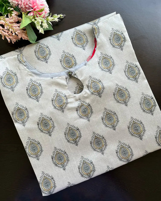 T135 Light grey Silk Kurta