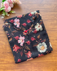 T133 Black Floral Organza Kurta