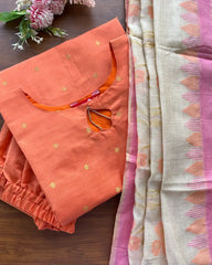 T101 Peach Perfect Silk Kurta Set