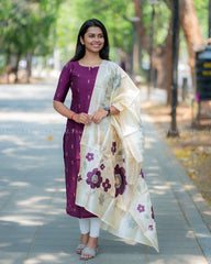 T389 Elakya - Kurta Set (Top - Dupatta)