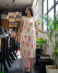 T341 Lia - Cotton Kurta set (Top-Pant)