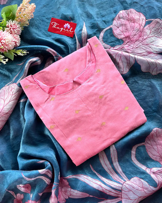 T248 Pink Cotton Silk Kurta Set (Top - Dupatta)