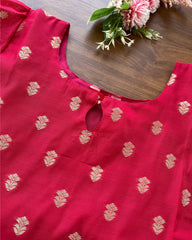 T092 Rani Pink - 2 Banaras Cotton Kurta Set