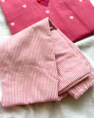 T057 Pink Heart Cotton Handloom Co Cord