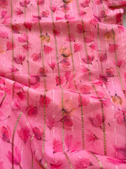 T033 Pink Floral Organza Kurta