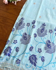 T125 Sky Blue Jamdani Kurta Set (Top-Dupatta)