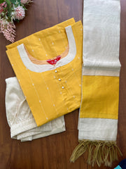 T088 Sunflower Butter Silk Kurta Set