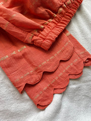 T087 Luxe - Peach Bloom Silk Kurta Set