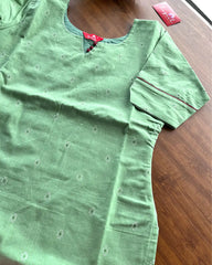 T201 Sage Green Handloom Cotton Kurta Set