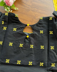 T177 Black Gold Pure Handloom Cotton Kurta Set