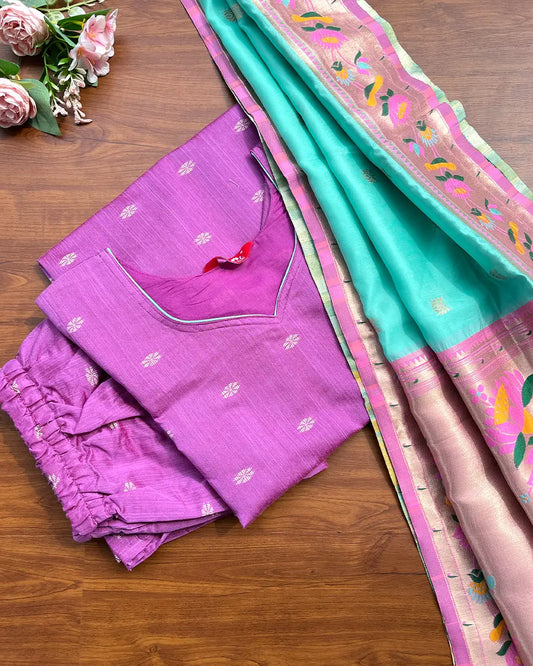 T238 Orchid Silk Kurta Set