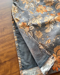 T183 Grey Chanderi Silk Kurta