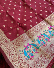T115 Maroon Banaras Set Silk Kurta set