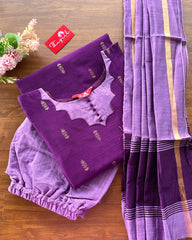 T196 Violet Slub Silk Kurta Set