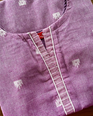 T058 Lavender Pink Handloom Cotton Kurta Set