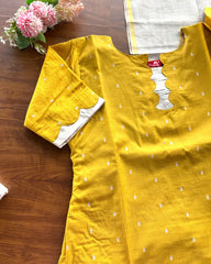 T181 Sunflower Yellow Butter Silk Kurta Set