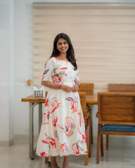 T328 White Floral Dress/Frock