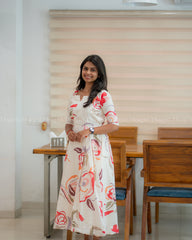 T328 White Floral Dress/Frock