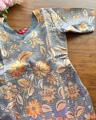 T183 Grey Chanderi Silk Kurta