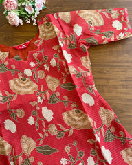 T124 Red Chanderi Kurta