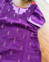 T196 Violet Slub Silk Kurta Set