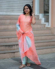 T322 Apricot Royale Kurta Set