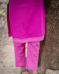 T041 Gulabi handloom cotton kurta set