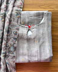 T063 Luxe - Pure Jute Silk Kurta Set (Top-Dupatta)