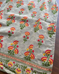 T093 Beige Banaras Cotton Kurta Set (Top-Dupatta )