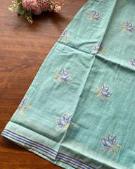 T259 Aqua Petals Kurta Set (Top-Dupatta)