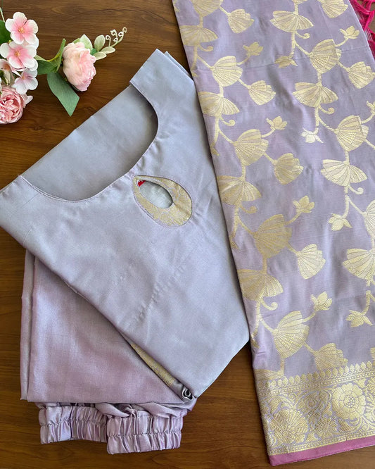T168 Metallic Lavender Silk Kurta Set
