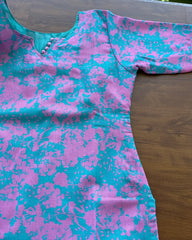 T158 Ocean Blue Cotton Kurta