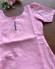 T096 Misty Rose Art Banaras Silk Kurta Set