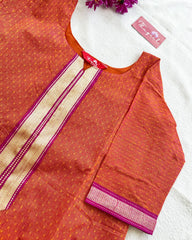 T070 Rust Orange Mangalgiri Cotton Kurta Set